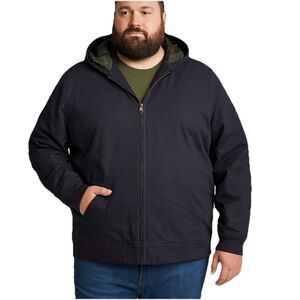 Lands’ End Workwear Men’s 4XL Hooded Jacket Navy Quilted Lined Zip Front Coat